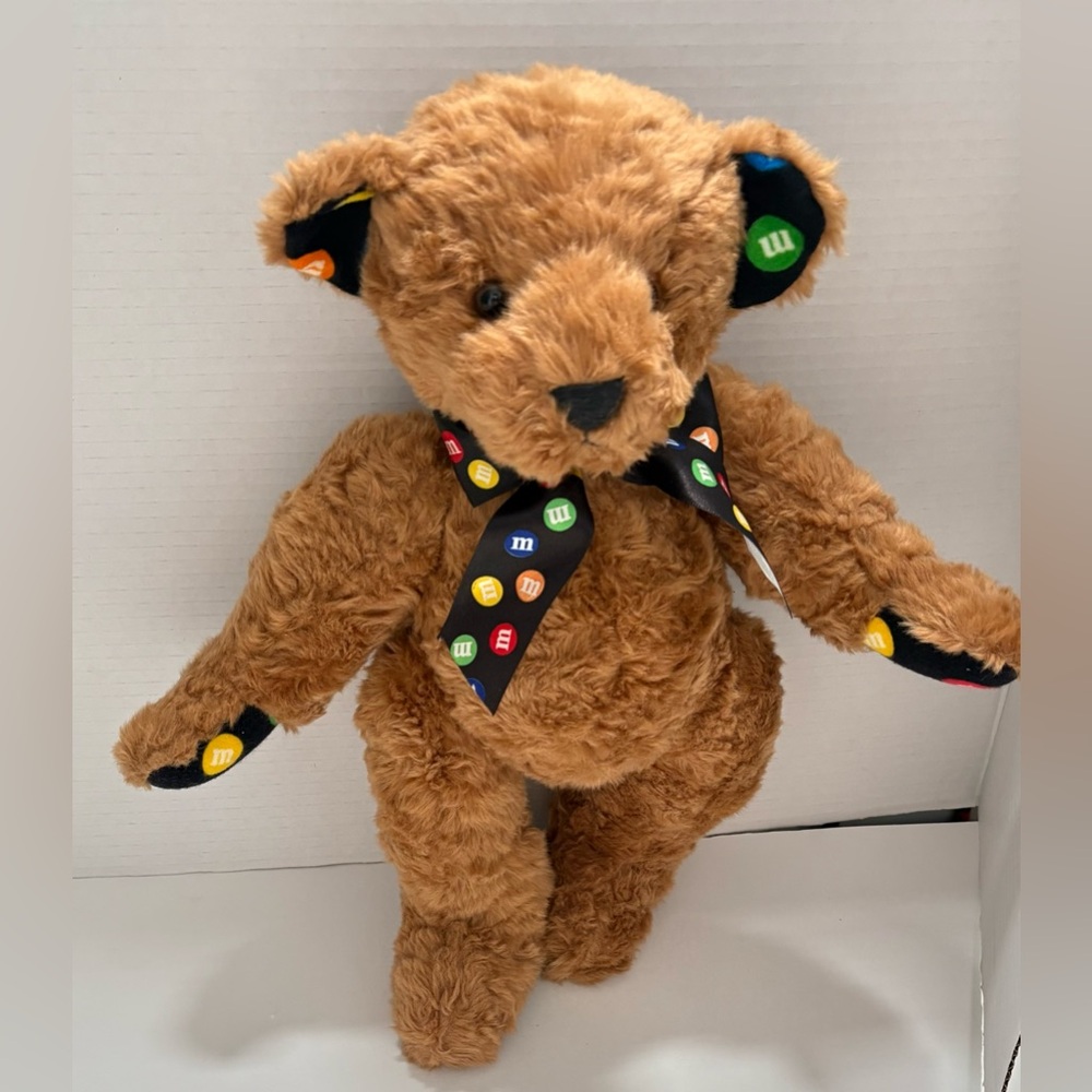 M&M Vintage Collectible RARE Fully Jointed Brown Stuff M&M Teddy Bear 16 inches